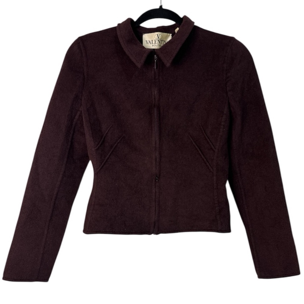 Valentino Brown Blazer Jacket Women’s Size 8 Full Zip Closure with Collar - Picture 2 of 11